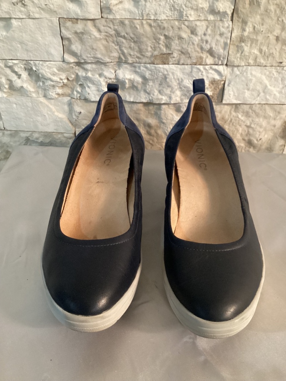 Vionic Jacey Wedge Slip-On Shoe in navy blue